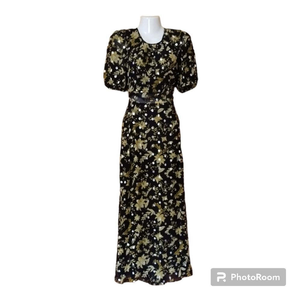 J Crew Open-back Metallic Clip Dot Dress in Golden Floral Sz 6